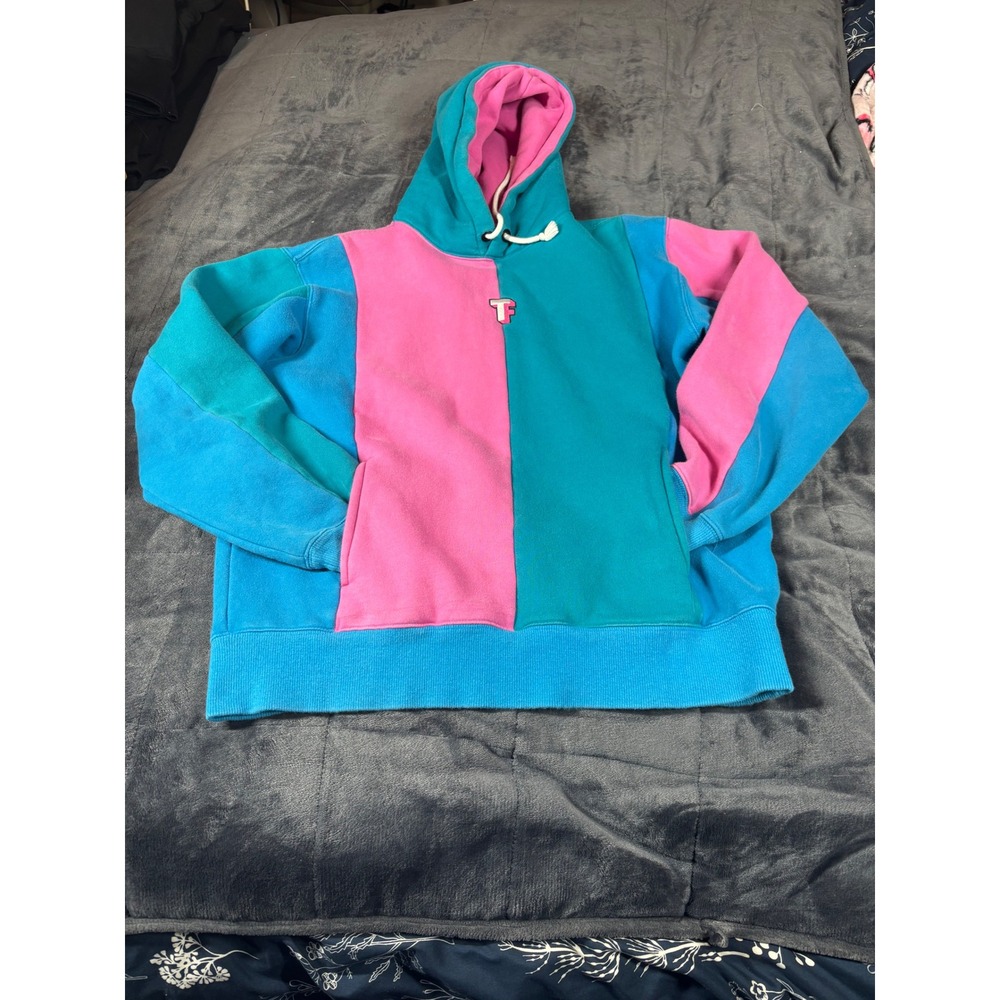 Teddy Fresh Colorblock Hoodie Pink Teal Blue Teddy Bear Logo Size‎ M